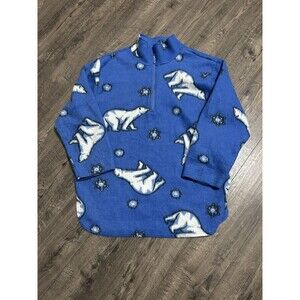 Vintage 90’s Fleece Jacket Womens Large Wintry Polar Bears Print Quarter Zip